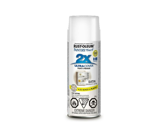 Rust-Oleum® Painter’s Touch 2X Ultra Cover Spray Paint, Satin Blossom White, 340g - 340g