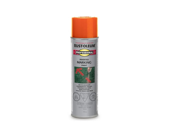 Rust-Oleum PROFESSIONAL Interior/Exterior Inverted Marking Spray Paint in Red-Orange, 426g - 426g