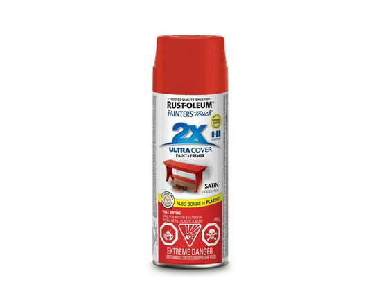 Rust-Oleum Painter's Touch 2X Ultra Cover Multi-Purpose Paint and Primer in Satin Poppy Red, 340g Aerosol Spray Paint - 340g
