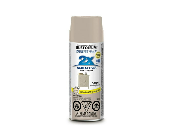 Rust-Oleum Painter's Touch 2X Ultra Cover Multi-Purpose Paint and Primer in Satin Smokey Beige, 340 G Aerosol Spray Paint - 340g