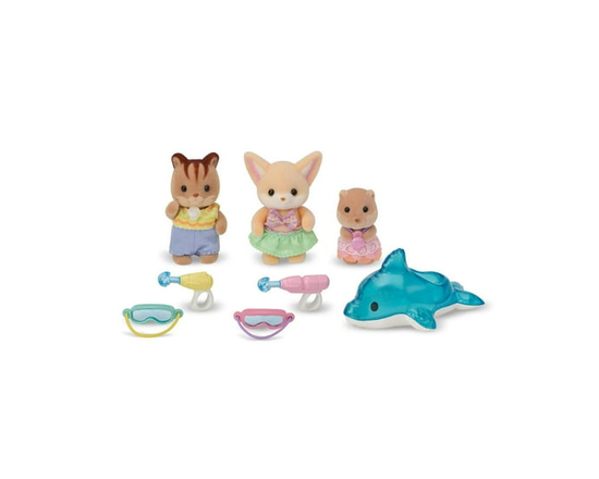 Calico Critters Nursery Friends - Pool Fun Trio, Set of 3 Collectible Doll Figures With Accessories - as shown