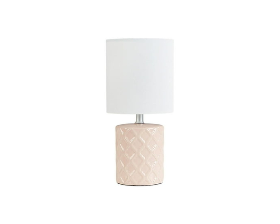 Lampe de table Mainstays en céramique à motif rose 12,8 po avec abat-jour tambour blanc - Autre