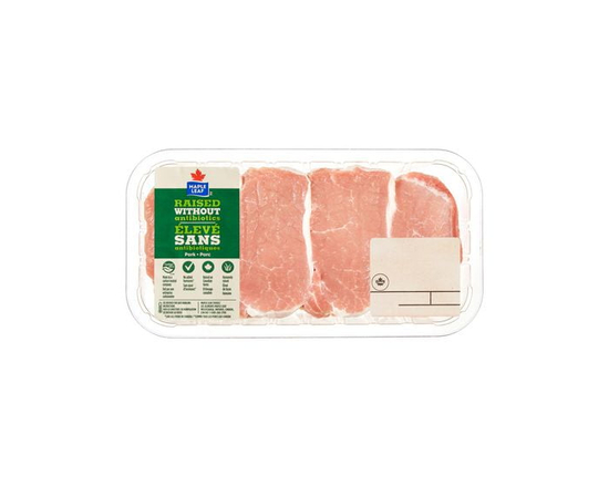 Maple Leaf Raised Without Antibiotics Boneless Pork Loin Centre and Rib Chops