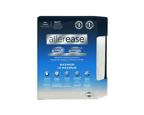 AllerEase Maximum Mattress Cover Protector Twin- Zippered, Waterproof, Allergen Barrier