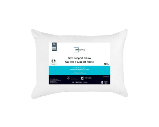 Mainstays Firm Support Bed Pillow, King- Cotton Cover, Back Sleeper - Standard/Queen