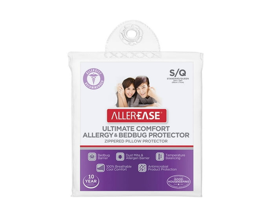 AllerEase Ultimate Cotton Protège-oreiller housse, Standard – À glissière, équilibrage de la température