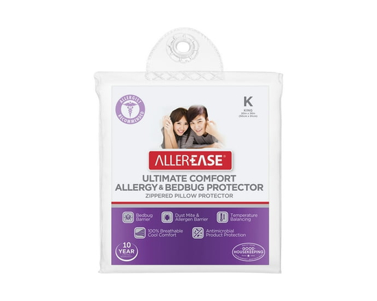 AllerEase Ultimate Cotton Protège-oreiller housse, Standard – À glissière, équilibrage de la température