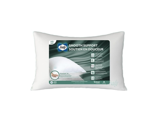 Sealy Smooth Support Down Alternative Machine Washable Bed Pillows Standard/Queen, 2 pack - Standard