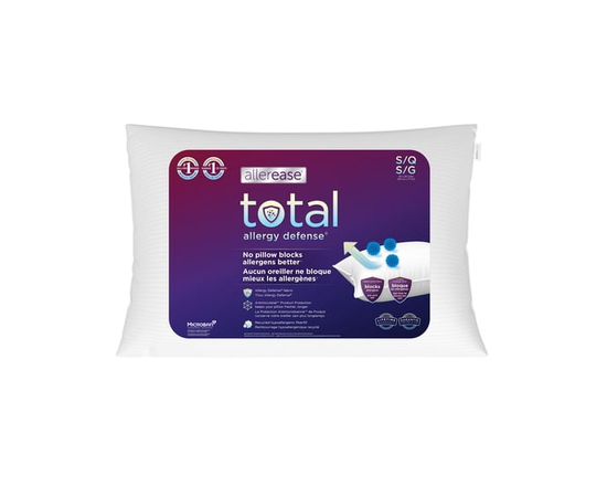 AllerEase Total Allergy Defense Bed Pillow, Standard- Antimicrobial, 2 Count