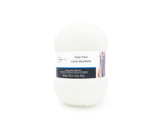 Mainstays Cozy Medium Acrylic Yarn 1 Ball, 454g / 792m - M (White)
