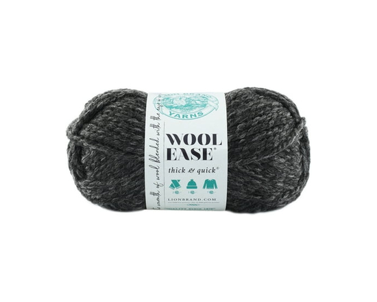 Lion Brand Wool-Ease Thick & Quick Yarn Hudson Bay #6 Super Bulky Acrylic/Wool yarn, 170g/ 97m, 3-CT (Charcoal)