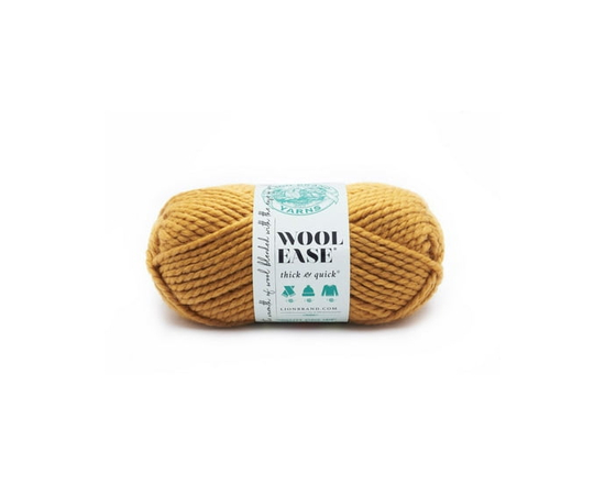Lion Brand Wool-Ease Thick & Quick Yarn Mustard #6 Super Bulky Acrylic/Wool yarn, 170g/ 97m, 3-CT (Mustard)