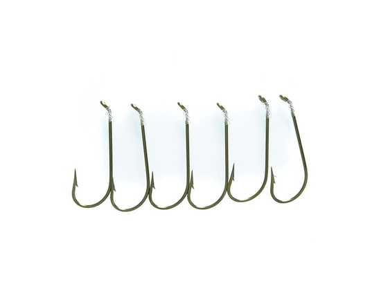 Mustad 164A-6-6 Classic Snelled Kirby Hook (3164A) - Bronze, sz 6 (777540)