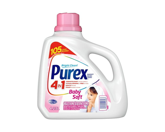 Purex 4 in 1 Hypoallergenic Concentrated Liquid Laundry Detergent, Baby Soft, 4.23 Litres, 105 Loads - 4.23 Litres