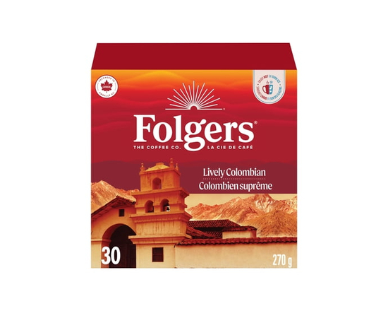 Folgers Lively Colombian Medium Roast K-Cup Coffee Pods, 30 Pods - 270 g