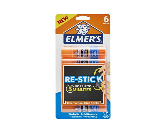 Elmer’s Re-Stick School Glue Sticks, 8 g, 6 Count - 8 g
