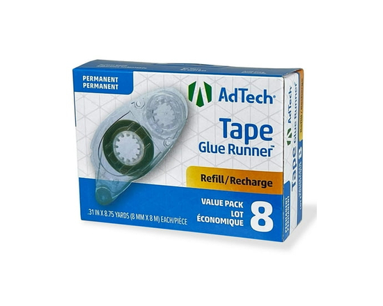 AdTech Paquet de 8 recharges de ruban adhésif permanent Glue Runner - Petit