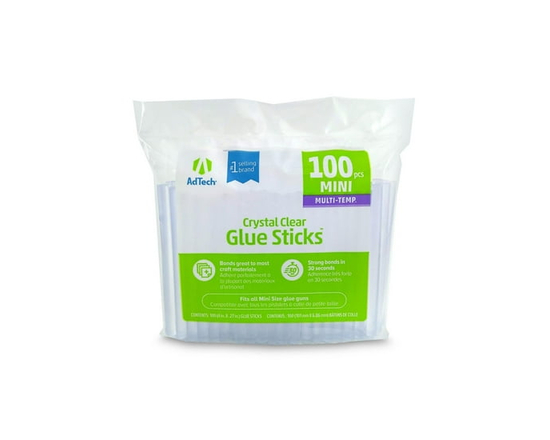 AdTech Crystal Clear Glue Sticks (W220-34ZIP100) – Mini Size, Crystal Clear, Hot Glue Gun All-purpose glue sticks for crafting, scrapbooking & more.