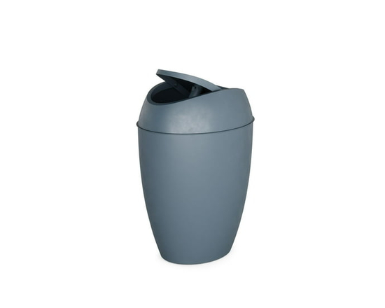 Loft 9 Litre (2.4 Gallon) Twirla Polypropylene Waste Can, With a Hassle-Free Weighted Swing-Top Lid, Slat Blue