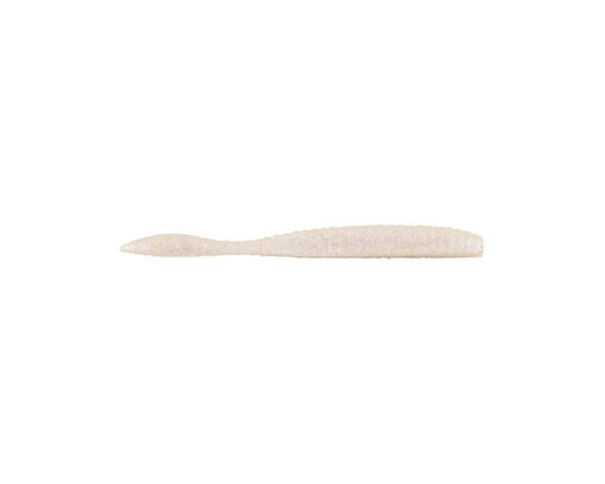 Berkley PBMSFW4.25-WHPR PowerBait MaxScent Flat Worm, Slender Bait Ideal for Drop Shot, Ribbed Body, 4.25" 8ct per bag, white pearl - 4.25"