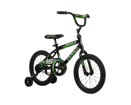 Huffy Rock It 16” Boys Bike with Training Wheels and EZ Build Frame, Black