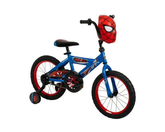 Huffy 16-inch Spider-Man Bike for Boys with Training Wheels, Blue/Red