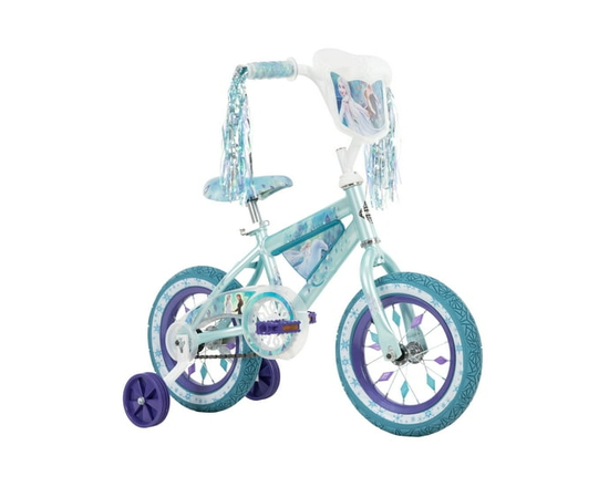 Huffy 12-inch Disney Frozen Bike for Girls with Training Wheels, Crystal Blue