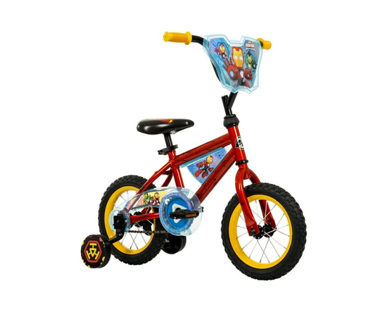 Huffy 12-inch Iron Man and His Amazing Friends Bike for Kids with Training Wheels, Red