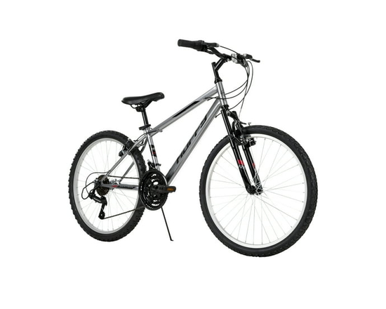 Huffy 24” Rock Creek Mountain Bike, Fits Riders 58” - 70”, Gray, Youth, Boy’s