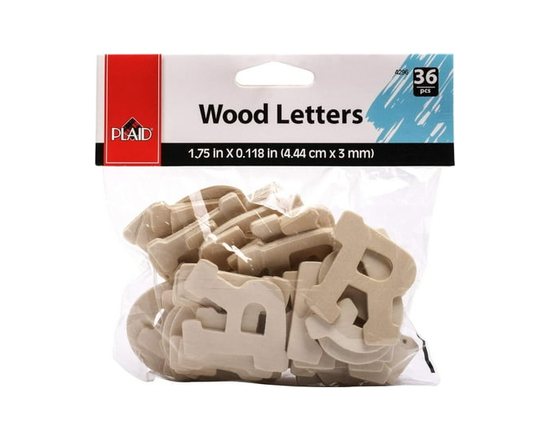 Plaid Unfinished Wood Surfaces Letter Pack, Fun Font, Set of 36 - Assorted