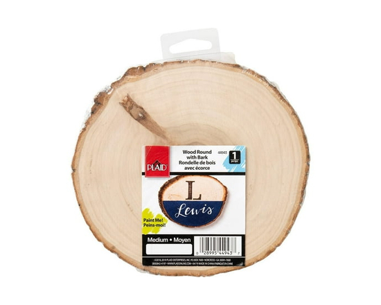 Plaid Wood Surfaces, Wood Round With Bark