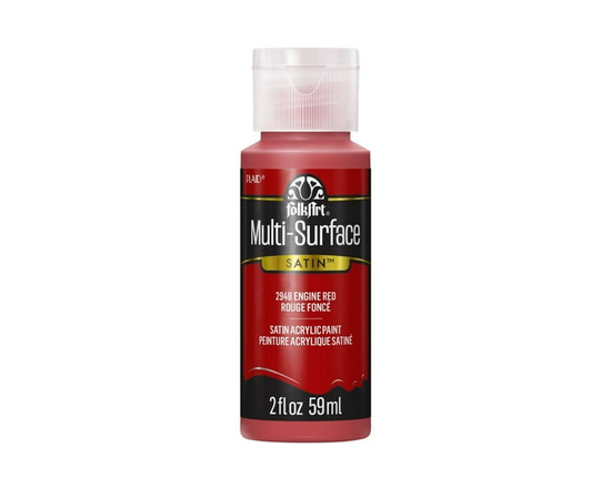 FolkArt Peinture Acrylique Satin Multi-Surface, 2 fl. oz., Rouge Moteur - 2 fl oz