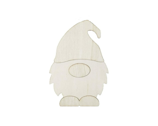 Plaid Unfinished Wood Surfaces Gnome Layered Shape, 7" - 7"