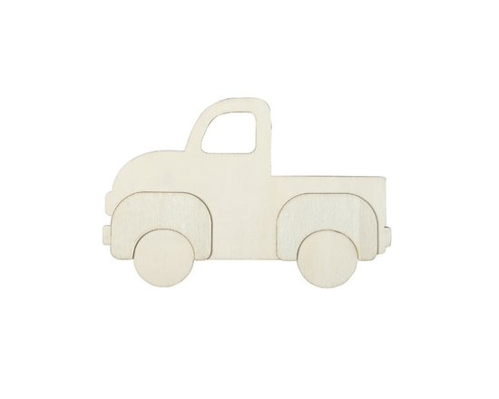 Plaid Unfinished Wood Surfaces Truck Layered Shape, 7" - 7"