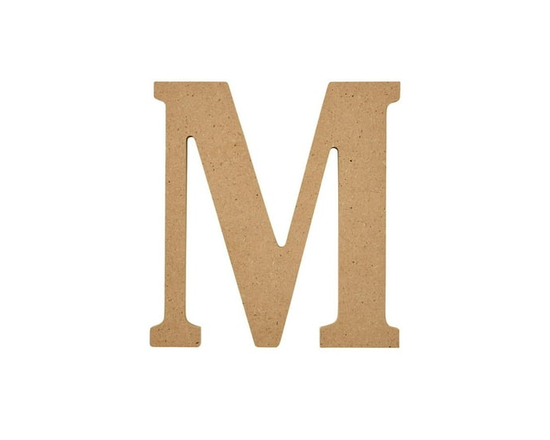 Plaid Unfinished Wood 5" Letter, M - 5"