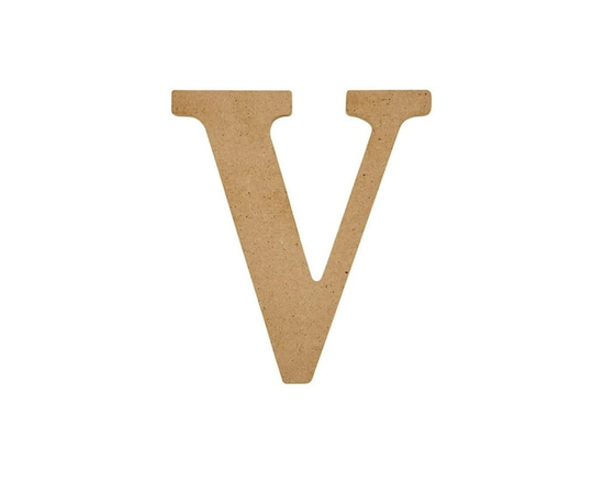 Plaid Unfinished Wood 5" Letter, V - 5"