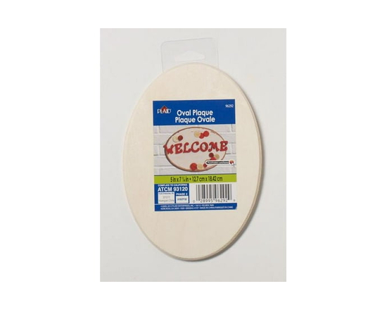 Plaid Wood Surfaces Oval Plaque, 1 Piece, 5" x 7.25" - 5" x 7"