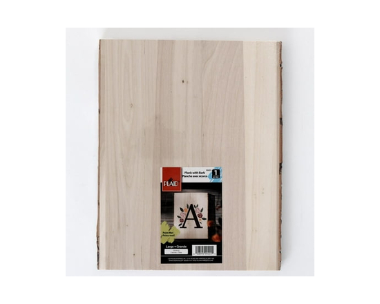 Plaid Wood Surfaces, Wood Plank with Bark - 10.5" x 13.125"