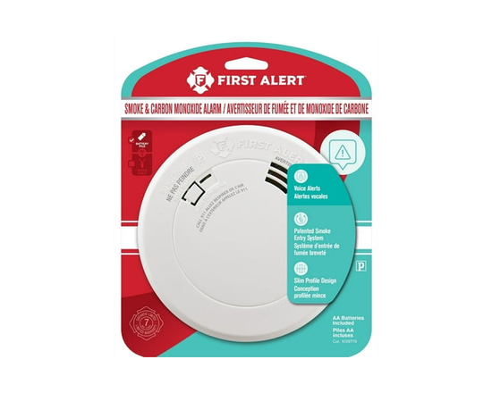 First Alert PRC700VA Battery Powered Slim Smoke & Carbon Monoxide Detector with Voice Location and Photoelectric Sensor