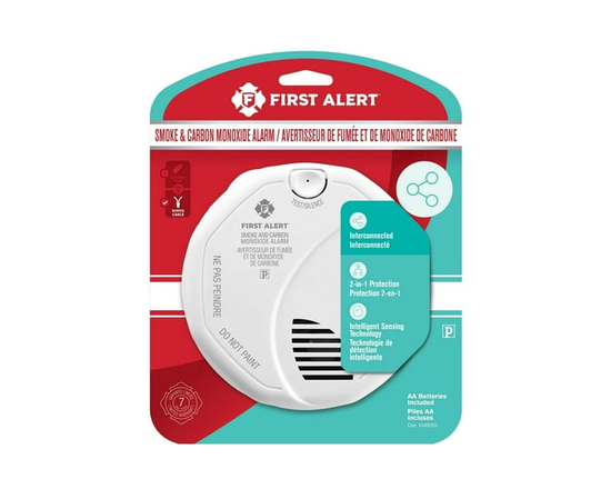 First Alert détecteur de fumée et de monoxyde de carbone (CO) câblé BRK SC70106FBA avec batterie de secours