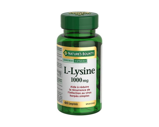 NATURE'S BOUNTY L-Lysine, 1000 mg, Helps Reduces Recurrence of Herpes Simplex Virus (Cold Sores), Source Of an essential Amino Acid, Helps in Collagen