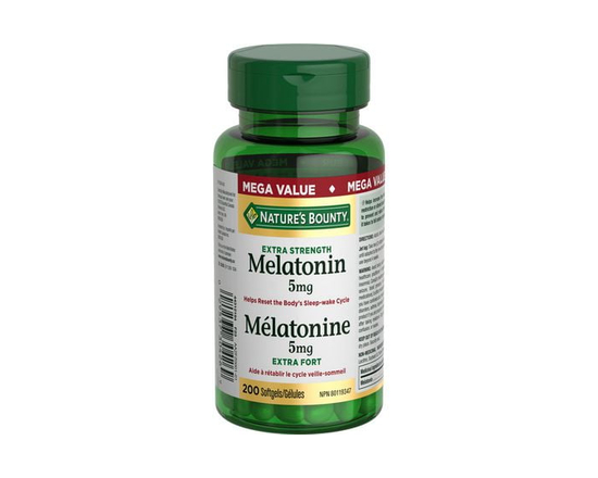 NATURE'S BOUNTY Melatonin, Extra Strength, 5 mg, Re-Sets the Body's Sleep Cycle & Improve Sleep Quality