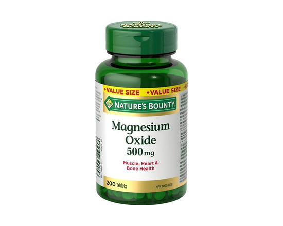 NATURE'S BOUNTY Magnesium Oxide 500Mg Pills, Helps Maintain Proper Muscle Function, 200 Tablets