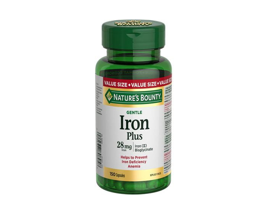 NATURE'S BOUNTY Gentle Iron Plus, 28MG, Prevents Anemia, Supports Immune Health,