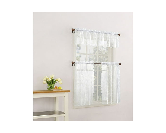 MAINSTAYS White Lace Valance/Tier Set - 58 inches