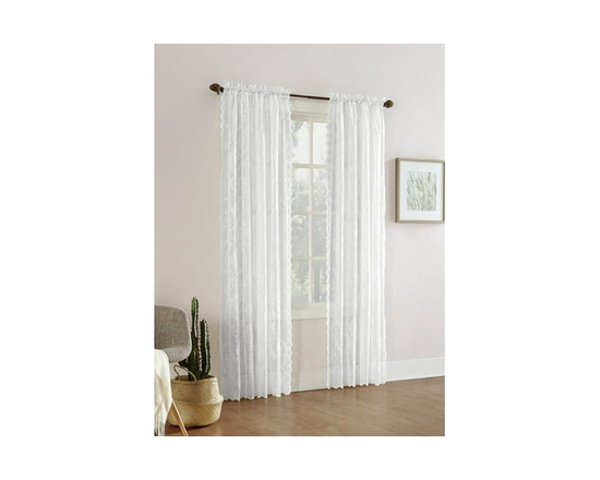 Mainstays Floral Lace Sheer Rod Pocket Window Curtains Panel - 58 x 64