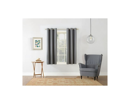 MAINSTAYS Textured Thermal-Lined Grommet Window Curtains Panel - 63" (Light Grey)