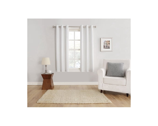 MAINSTAYS Textured Thermal-Lined Grommet Window Curtains Panel - 63" (White)