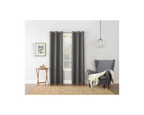 MAINSTAYS Textured Thermal-Lined Grommet Window Curtains Panel - 84" (Dark Grey)