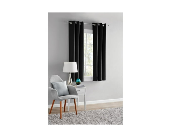 MAINSTAYS Blackout Energy Efficient Grommet Window Curtains Panel - 40 inches (Black)